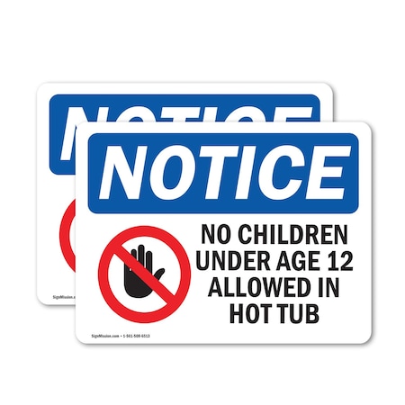 Signmission No Children Under Age 12 Allowed Sign, Vinyl Decal, 5in W x 3.5in L, 2PK OS-2PACK-NS-D-35-L-14448